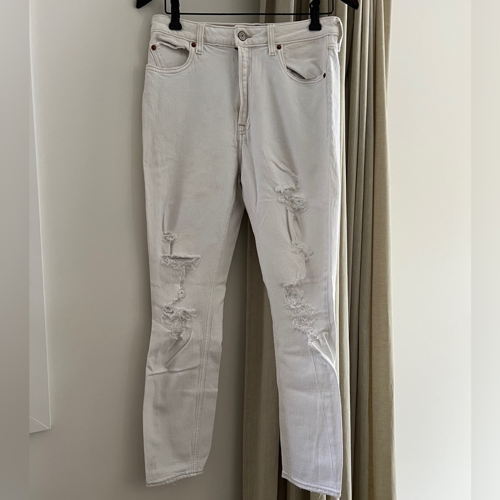 Slim high rise ripped jeans